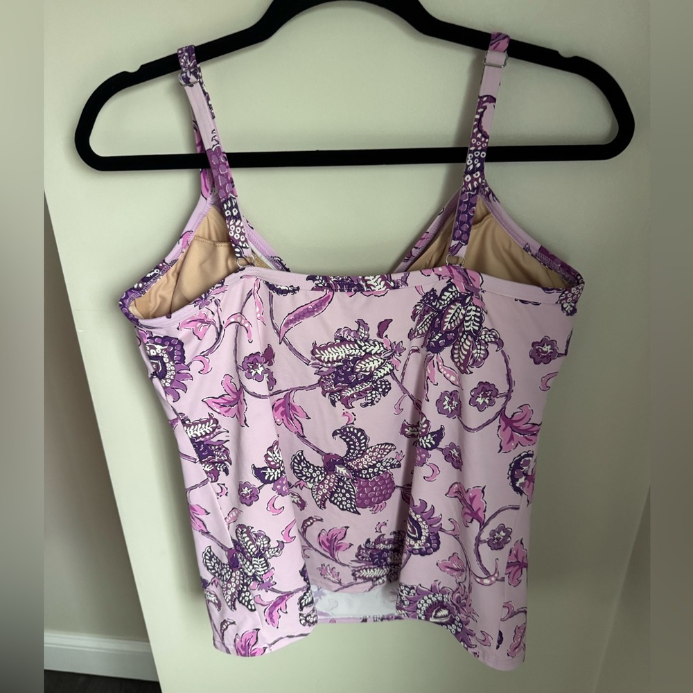 Lands' End Women's Purple Floral Print Underwire Tankini Swim Top Size 16 - Picture 3 of 5